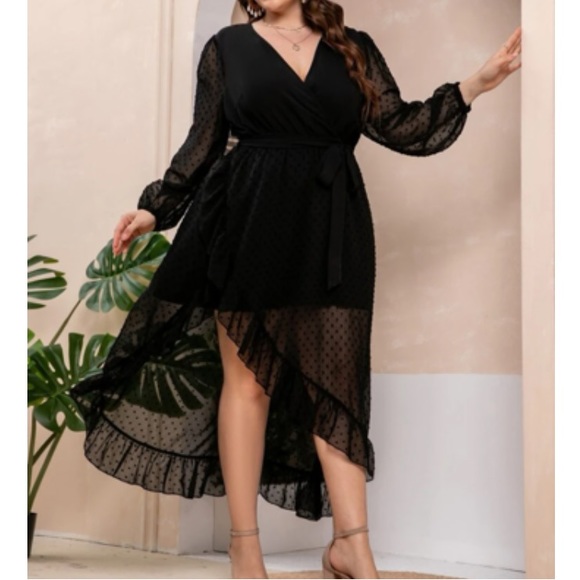 LAST PACK size luxe ruffle hem wrap belted dress - Picture 2 of 7